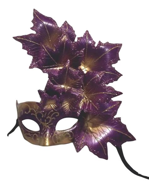 Purple Gold Leaf Cascade Mask Masquerade Prom Mardi Gras Walmart