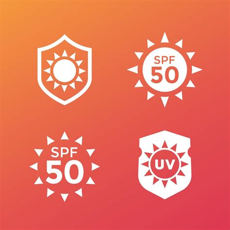 Sun Block Protect From Uv Radiation Spf Icons Vector Art