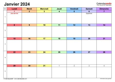 Calendrier Janvier 2024 Par Jour Hatti Koralle