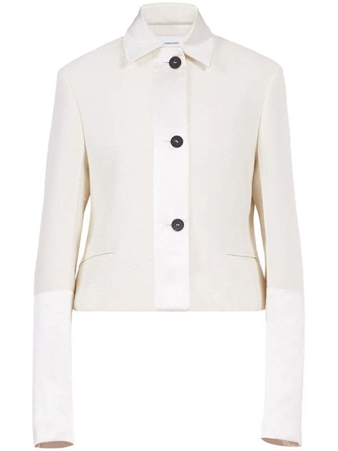 Ferragamo Silk Trim Wool Blend Cropped Jacket Farfetch