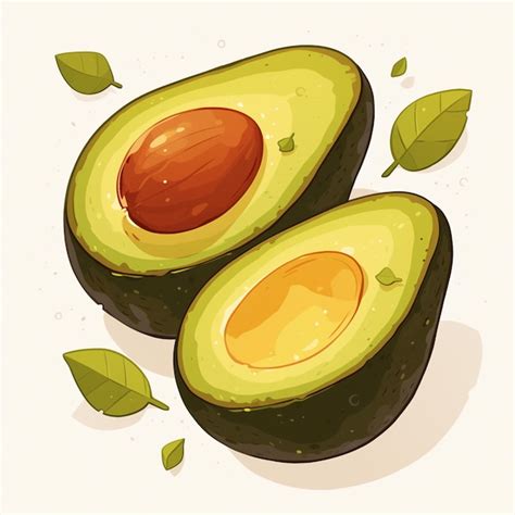 Premium Vector Halved Avocados With Exposed Pits