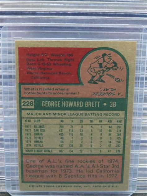 Topps George Brett Rookie Card Rc Kansas City Royals Ebay