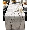 Amazon Marble Table Runner Cotton Linen Long Inche White Gray