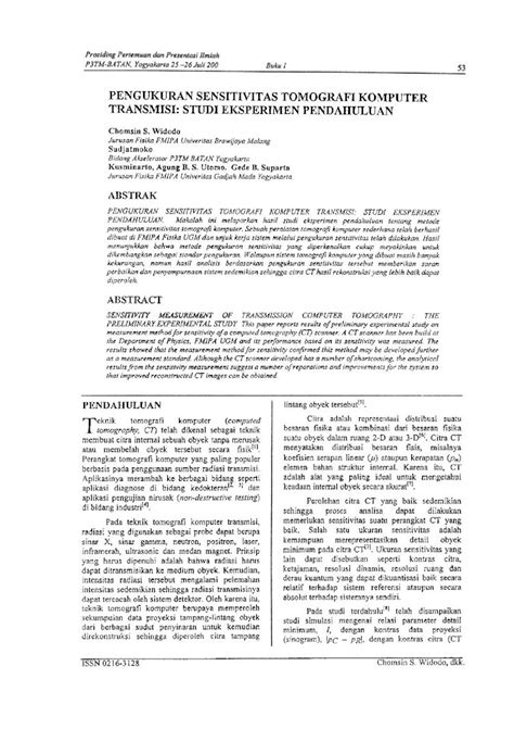 PDF PENGUKURAN SENSITIVITAS TOMOGRAFI KOMPUTER TRANSMISI DOKUMEN TIPS