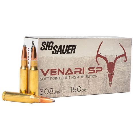 Sig Sauer Ammo 308 Win 150gr Venari Soft Point 20 Box V308SP150 20 For