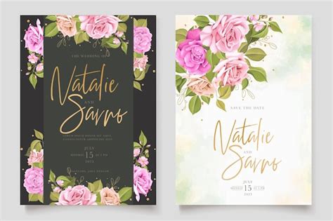 Premium Vector Elegant Floral Hand Drawn Invitation Card Set