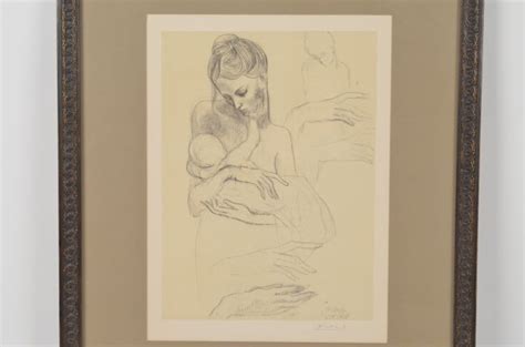 50A: Mother & Child Pencil Signed Picasso Drawing : Lot 50A