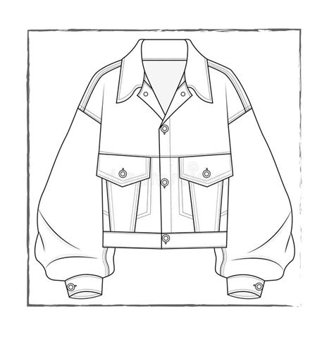 Technical Sketch Denim Jacket Stock Illustrations 415 Technical