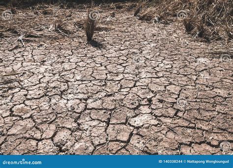 The Ground Cracks Caused By Drought Caused By Water Shortages Stock