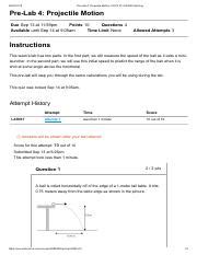 Pre Lab Projectile Motion Phys Fa Gehring Pdf