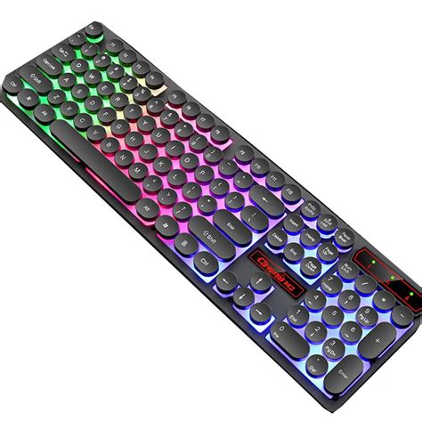 Gaming Desktop Keyboard 104 Key Round Keycap V8 Retro Punk Usb Wired