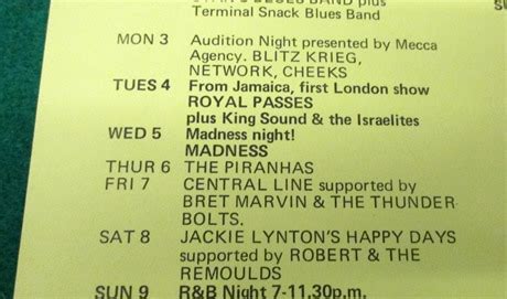 Madness Madness Stones Adverts Dingwalls Flyer 1979 1979 Flyer Handbill