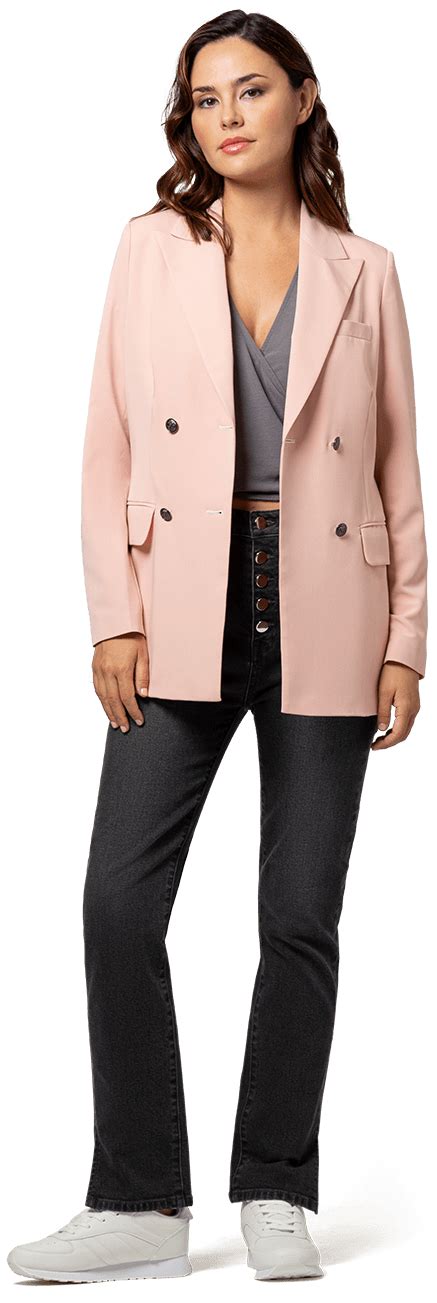 Pink Stretch Double Breasted Blazer With 4 Brass Buttons Sumissura