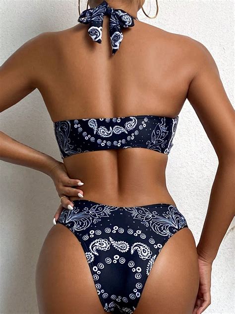 Shein Swim Bohofeel Paisley Print Halter Bikini Swimsuit Shein Usa