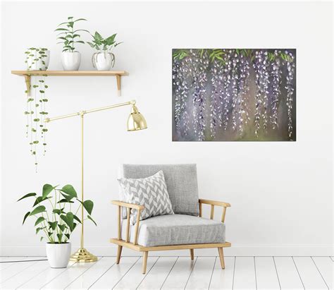 Floral Wall Art Wisteria Oil Painting Flowers Lilac Haze 30 X 40