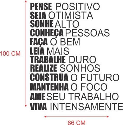 Adesivo Decorativo Parede Motivacional Pense Positivo Viva MadeiraMadeira