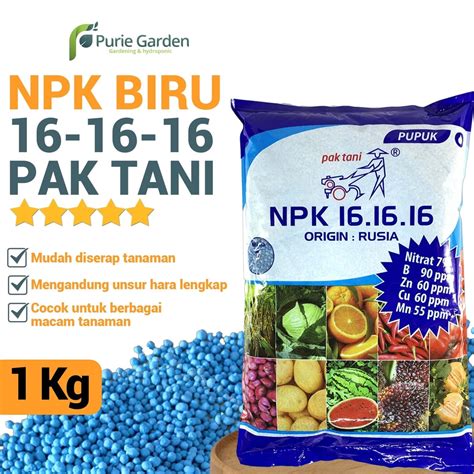 Pupuk NPK Sayuran Buah Pak Tani 16 16 16 Ori Rusia Kemasan Pabrik 1 Kg