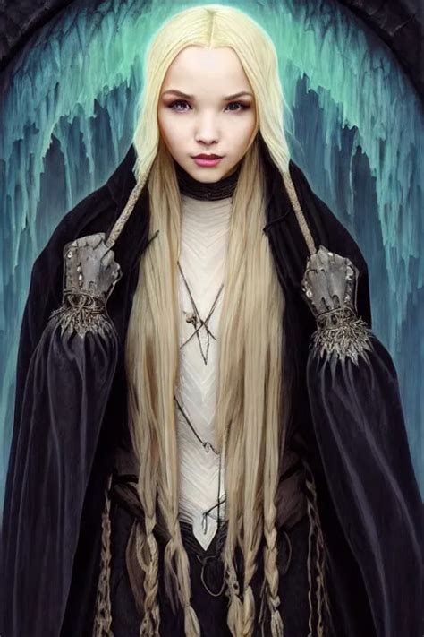 KREA Mystical Gothic Mage Blonde Braided Hair Bioluminescent Eyes