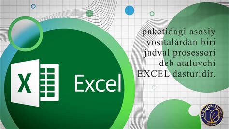 Microsoft Excel Jadvalining Asosiy Elementlari 1 Dars Kirish YouTube