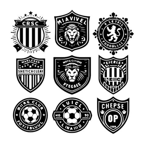 Logotipo Do Clube De Futebol Coroa De Escudo E Cone De Conceito De