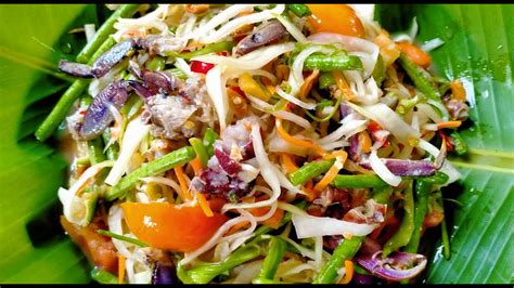 របៀបធ្វើបុកល្ហុង ថៃ Make Papaya Salad Recipe Youtube