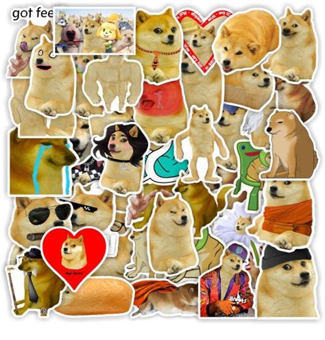 50pcs Stickers Funny Dog Meme Emoji Pattern Pvc Waterproof Graffiti ...