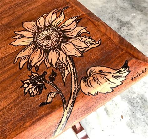 Sold Example Of Custom Work Sunflower Side Table Etsy In Wood