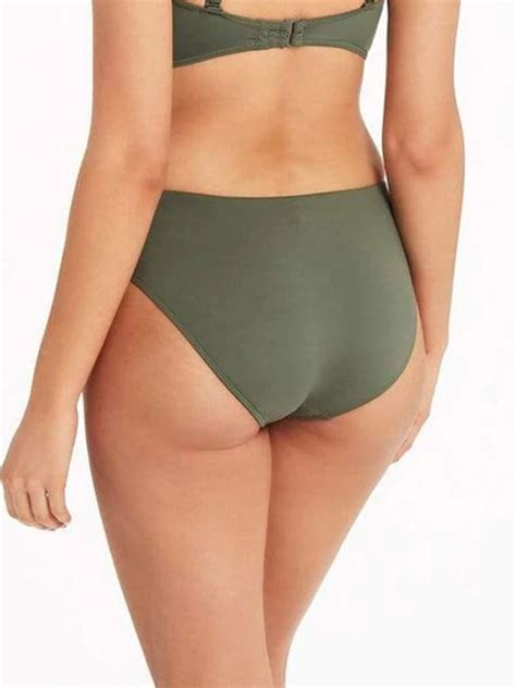 Sea Level Essentials Mid Bikini Bottom In Khaki Sandpipers