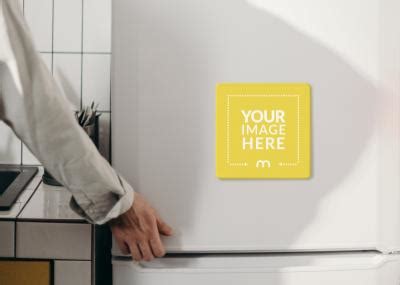 Magnet On Fridge Door PSD Mockup Generator Mediamodifier