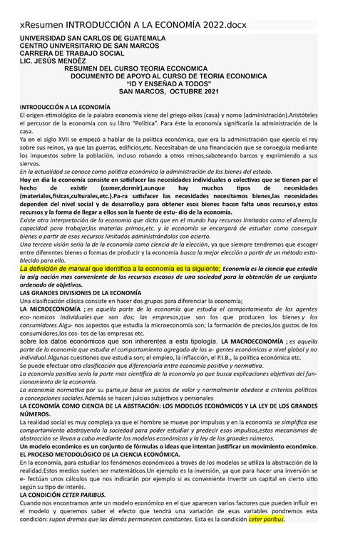 Teoría económica El origen etimológico de la palabra economía viene