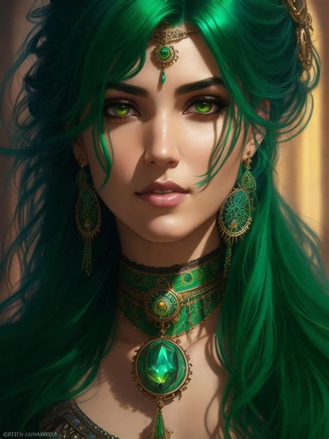 Beautiful Gorgeous Gypsy Woman Green Hair Steam 2 By Arrojado On Deviantart