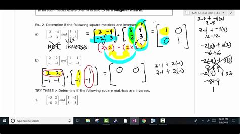 Mat Finite Math Section Inverse Of A Square Matrix Youtube