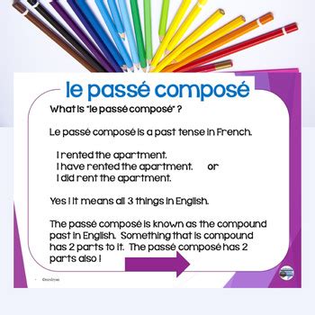 French passé composé past tense avoir slides lesson regular verbs