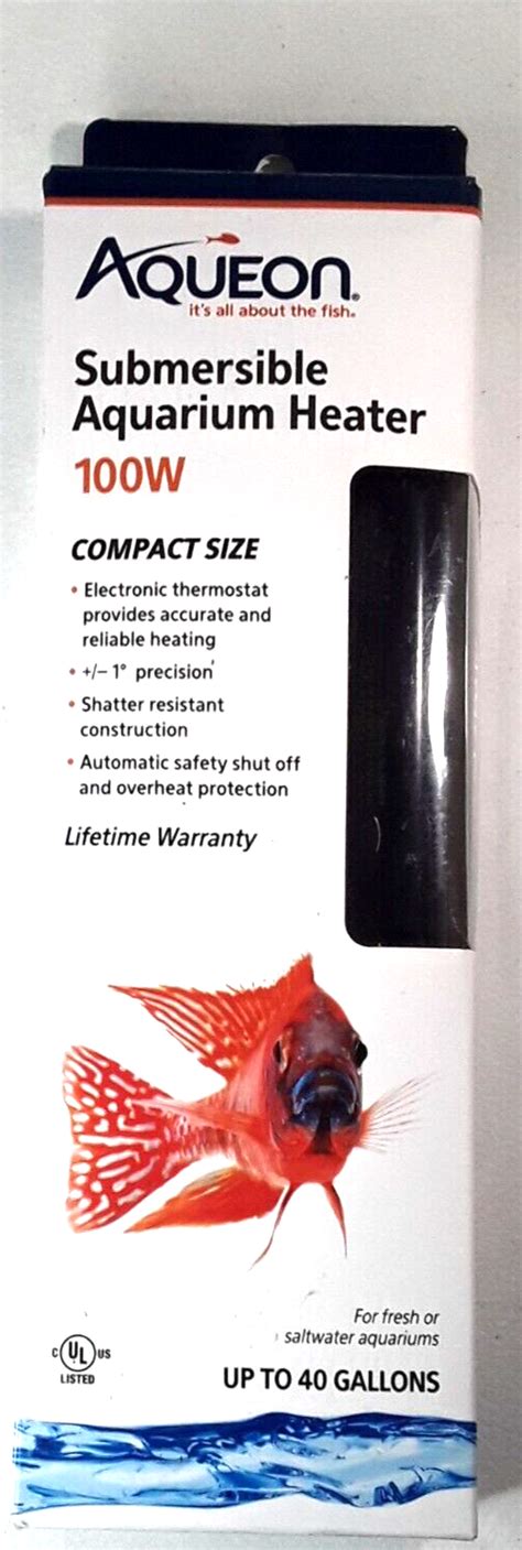 Aqueon Submersible Aquarium Heater 100w Up To 40 Gallons Fresh