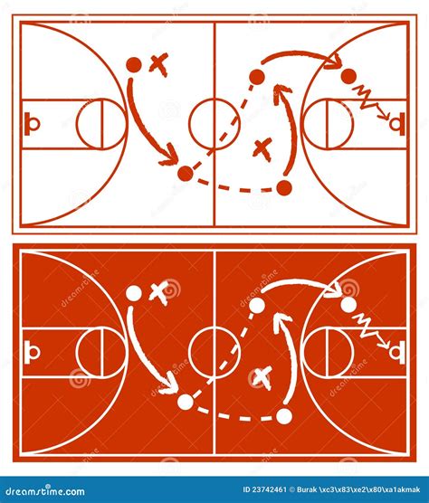 Basketball Strategy Field, Game Tactic Board Template. Hand Drawn