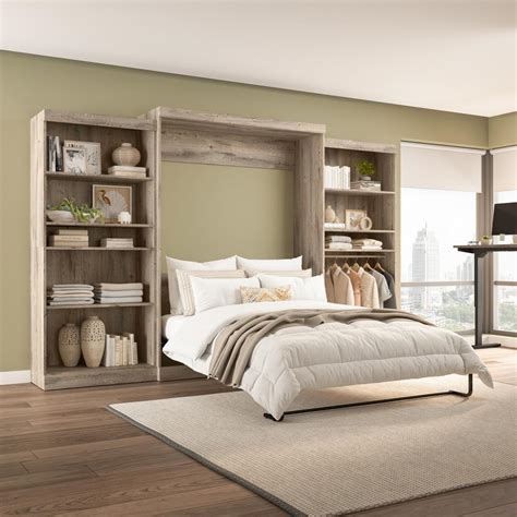 Pur Queen Murphy Bed With 2 Storage Units 137w Bestar