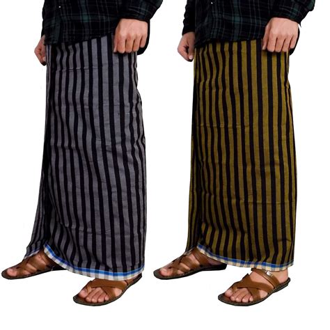 Riyashree Mens Cotton Lungi For Men Free Size 2 Meter Combo Set Of 2