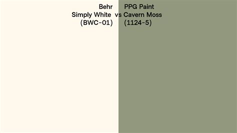 Behr Simply White BWC 01 Vs PPG Paint Cavern Moss 1124 5 Side By