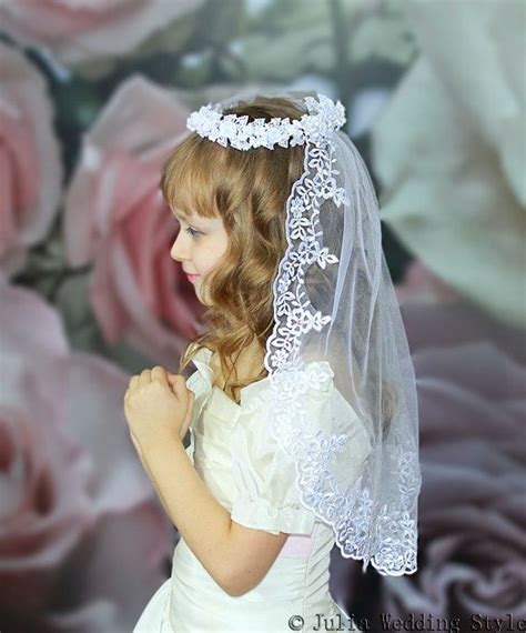 Lace First Holy Communion Veilfirst Communion Veilcatholic Etsy In