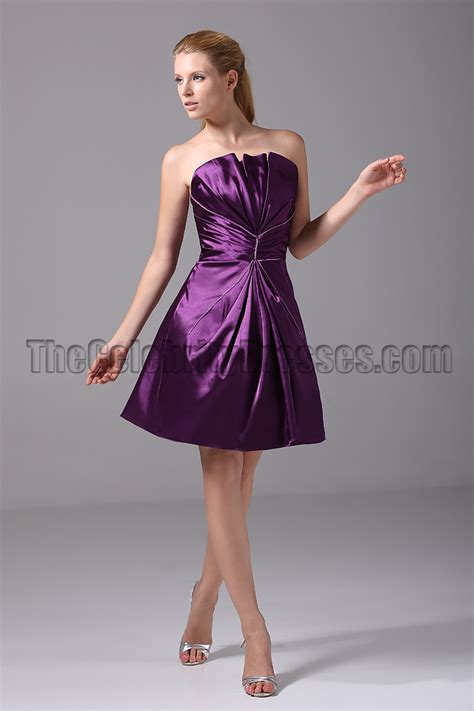 Purple Cocktail Dress Strapless