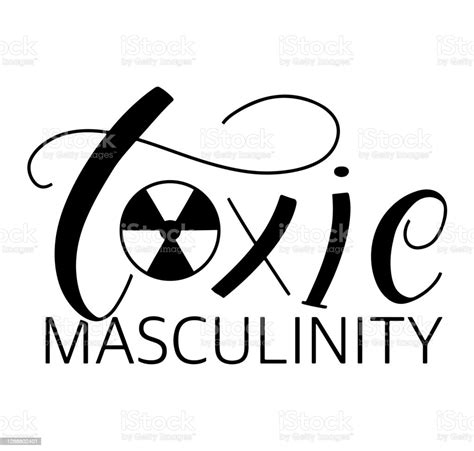 Toxic Masculinity Black Calligraphy Isolated On Black Background Vector