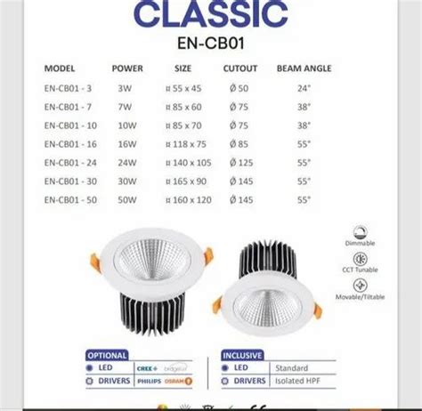 Enlighten Pro Round Classic En Cb 01 Cob Spotlights 3w To 50w At Best