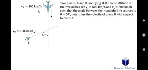 Solved Va Km H B A Two Planes A And B Are Flying Chegg