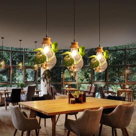 Araña De Luces Lámpara De Restaurante De La Planta Lámpara De Madera