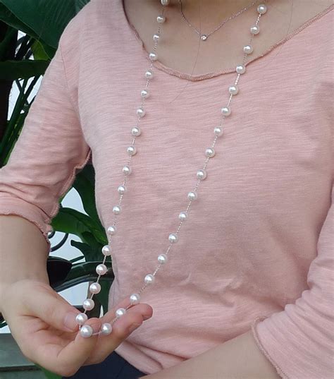 White Japanese Akoya Pearl Tin Cup Necklace Aptp V