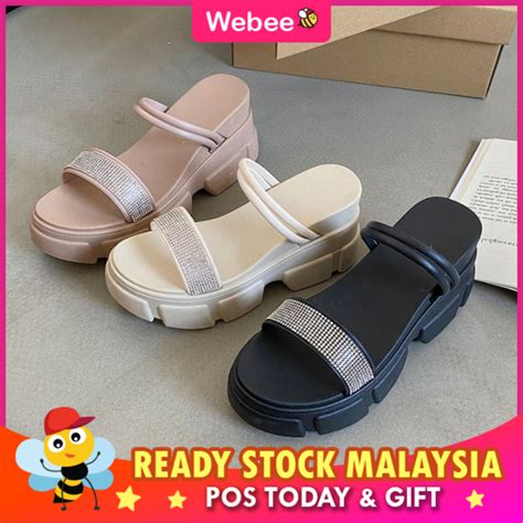 Ready Stock Webee Pickdano Women S Shimmery Thick Women S Sandal Kasut