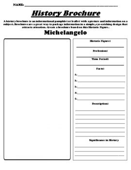 Michelangelo History Brochure Worksheet Webquest By Northeast Education