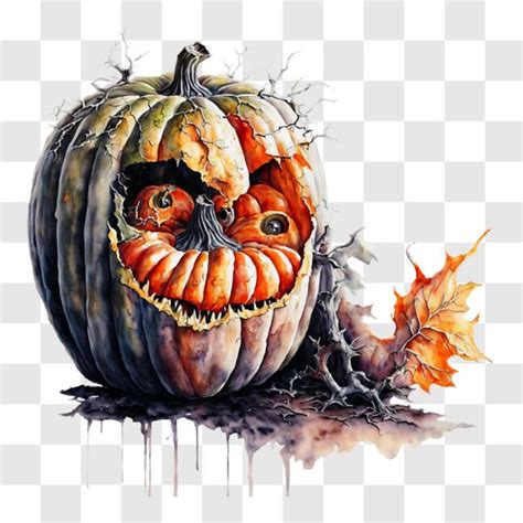 Download Rotting Eyes Halloween Pumpkin Painting PNG Online - Creative ...