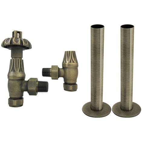 Thermostatic Trv Traditional Radiator Angled Valves Pipes Collars