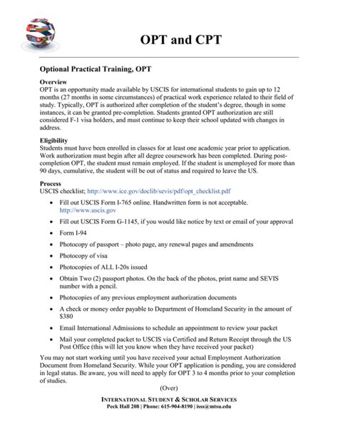 Opt And Cpt Optional Practical Training Opt